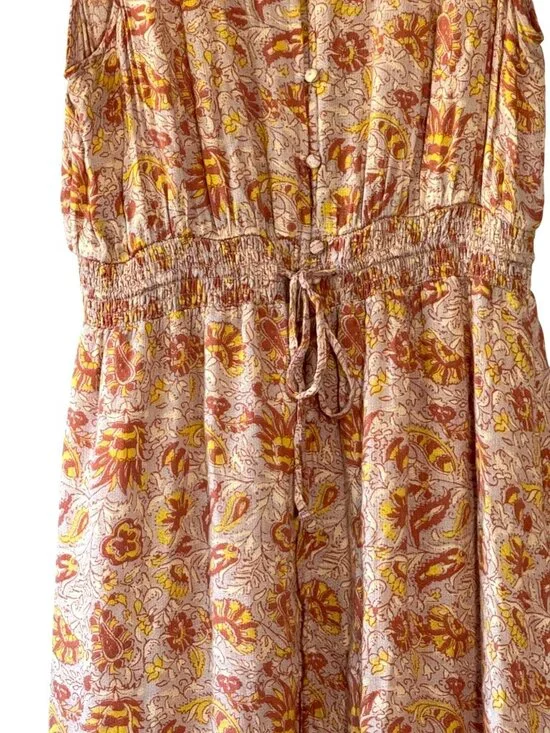 Lucky Brand Floral Flutter Sleeve High Low Maxi Dress Size Large - Picture 4 of 14
